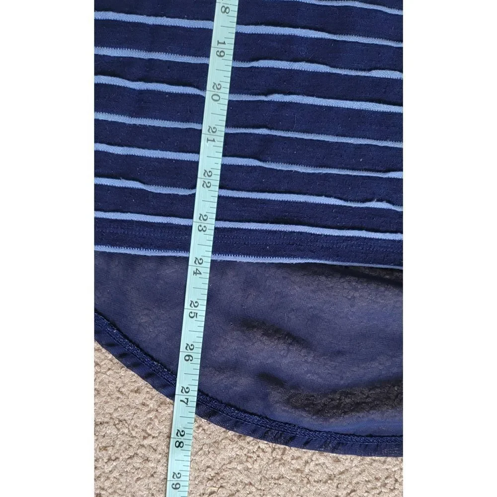Eyelash Couture Shirt Tank Top Women's Small Blue Sheer Back Sleeveless Striped